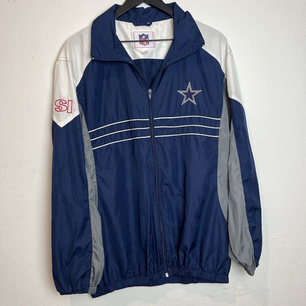 Vintage Vtg NFL Dallas Texas Cowboys Windbreaker Jacket Zip Up L Large Y2k 2000s
